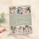 Frohe Weihnachtszeit Grün 6 Fotos Haushalt<br><div class="desc">Verbringen Sie Feiertagjubeln mit dieser bezaubernden Weise grünen Weihnachtsfoto-Karte! Die Vorderseite zeigt "Frohe Weihnachten" in spielerischer, handgeschriebener Kalligrafie, mit Ihrem Familiennamen und dem Jahr in einem der Schnörkel versteckt. Fügen Sie eine persönliche Touch mit sechs benutzerdefinierten Fotos hinzu - drei oben und drei unten - in einem lustigen, leicht rotierten...</div>