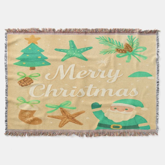 Frohe Weihnachtszeit Grün Decke (Vorderseite)