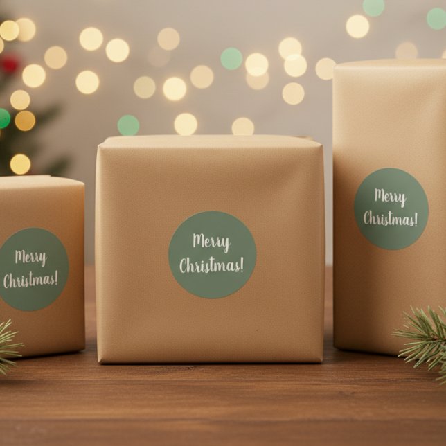 Frohe Weihnachtszeit Grüne Typografie Festival Runder Aufkleber (Von Creator hochgeladen)