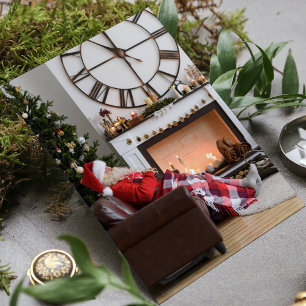 Frohe Weihnachtszeit warm und gemütlich Kamin Sant Mitteilungskarte