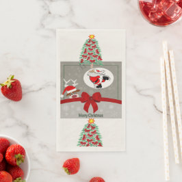 Frohe Weihnachtszeitung Napkin mit Weihnachtsbaum Serviette