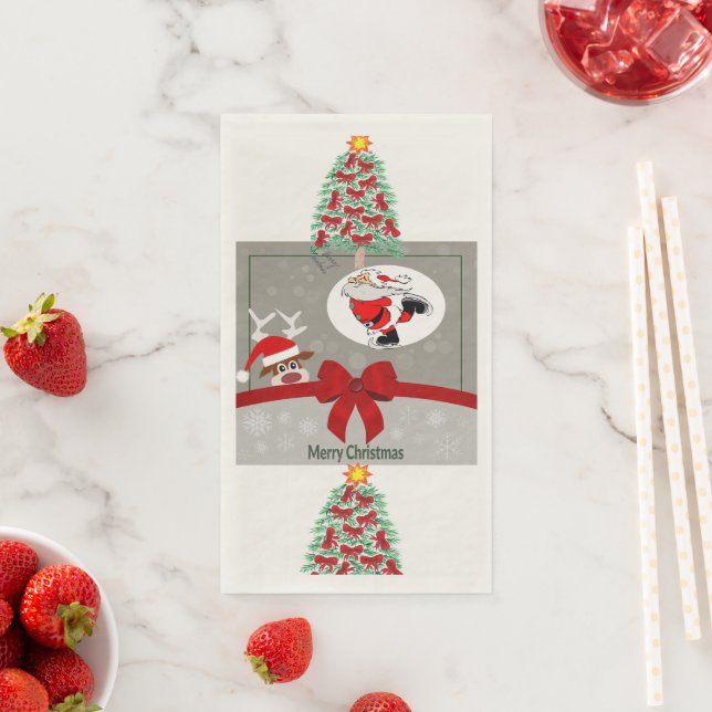 Frohe Weihnachtszeitung Napkin mit Weihnachtsbaum Serviette (Beispiel)