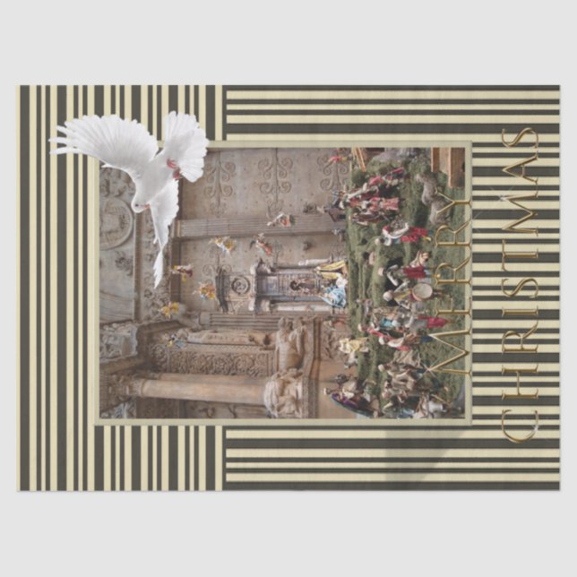 Frohe Weihnachtszettel Jesus Krippe Seidenpapier (Vorderseite)