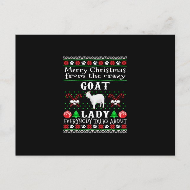 Frohe Weihnachtsziege Lady Ugly Geschenk Ankündigungspostkarte (Vorderseite)