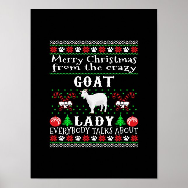 Frohe Weihnachtsziege Lady Ugly Geschenk Poster (Vorne)