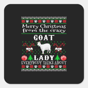 Frohe Weihnachtsziege Lady Ugly Geschenk Quadratischer Aufkleber