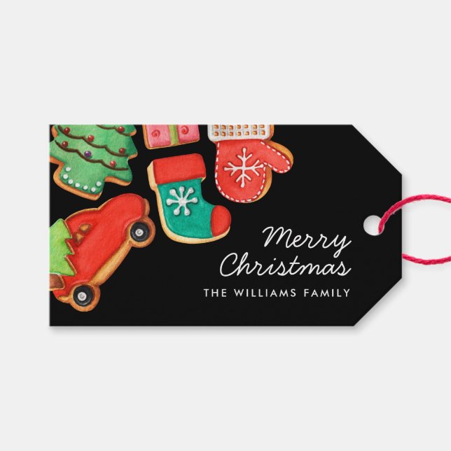 Frohe Weihnachtszucker-Cookies Geschenkanhänger (Vorderseite (Horizontal))