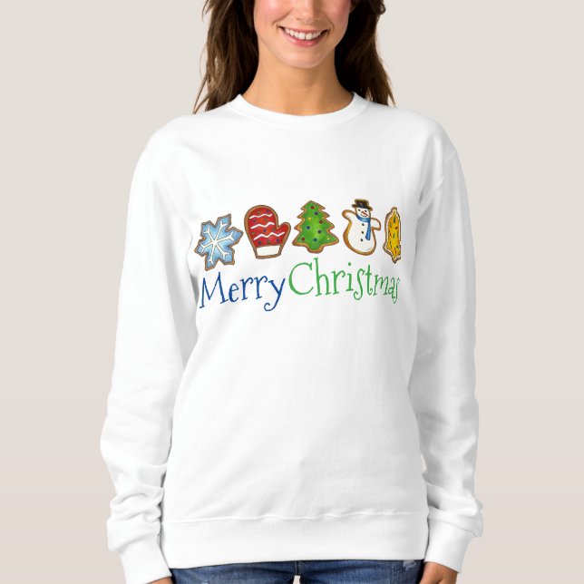 Frohe Weihnachtszucker Kekse Weihnachtsgebäck Sweatshirt (Vorderseite)