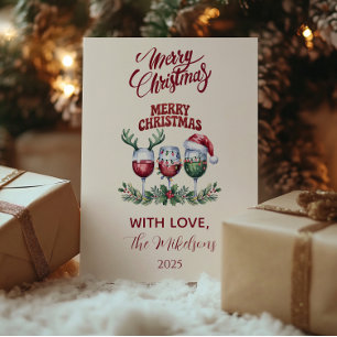 Frohe Wein-Weihnachten Feiertagskarte
