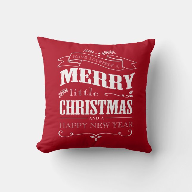 Frohe wenig Weihnachten - rotes Kissen (Vorderseite)