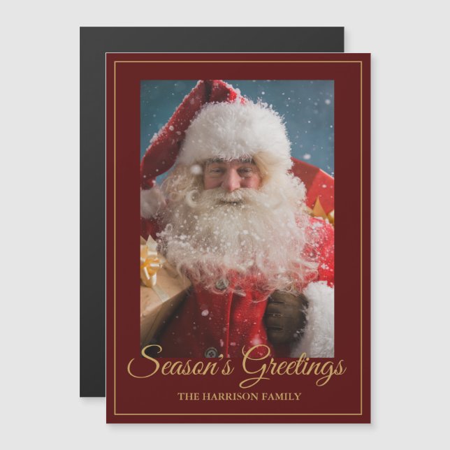 Frohe Winter Weihnachtsmann Personalisierte Weihna Magnetkarte (Vorne/Hinten)