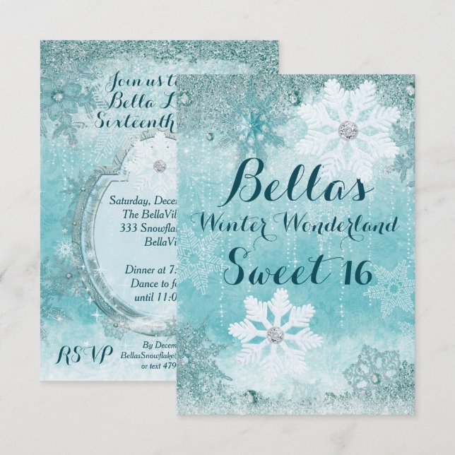 Frohe Winter Wonderland-Party Einladungen (Vorne/Hinten)