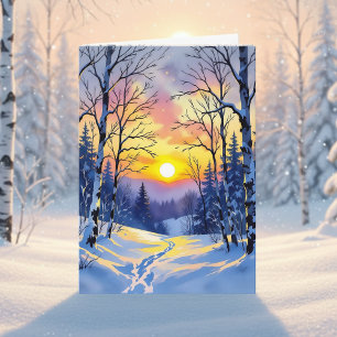 Frohe Wintersonnenwende   Sonne beim Sonnenunterga Karte