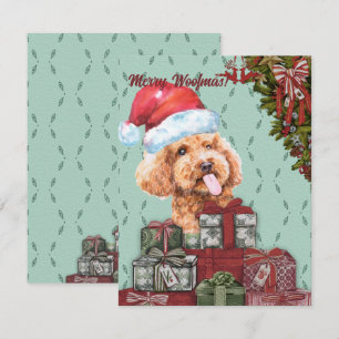 Frohe Wölfe! Funny Poodle Weihnachtsmannmütze Weih Mitteilungskarte