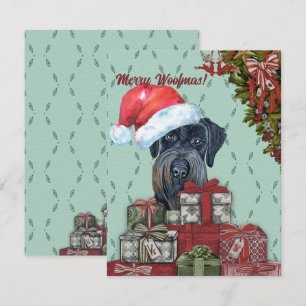 Frohe Wölfe! Riesenschnauzer Weihnachtsmannmütze W Mitteilungskarte