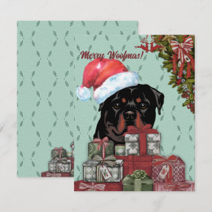 Frohe Wölfe! Rottweiler Weihnachtsmannmütze Weihna Mitteilungskarte