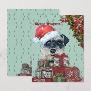 Frohe Wölfe! Zwergschnauzer Weihnachtsmannmütze We Mitteilungskarte