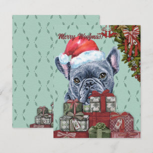 Frohe Woofmas! Französische Bulldogge Weihnachtsma Mitteilungskarte