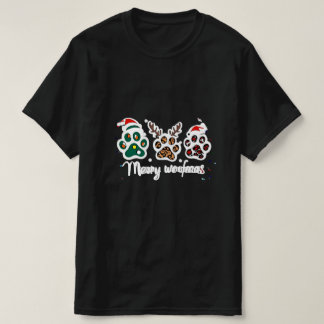 Frohe Woofmas-Hundepfoten-Weihnachtsdesign T-Shirt