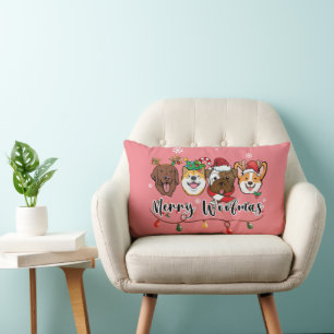 Frohe Woofmas-Typografie-Kissen Lendenkissen