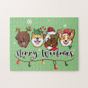 Frohe Woofmas-Typografie-Puzzle