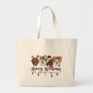 Frohe Woofmas-Typografie-Tasche Jumbo Stoffbeutel