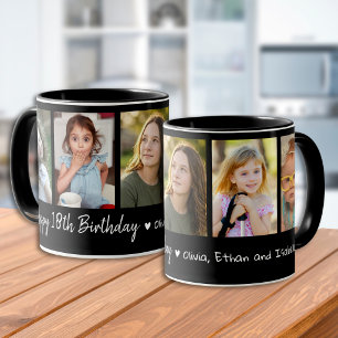 Frohen 18. Geburtstag 5 Foto-Collage Schwarz Tasse