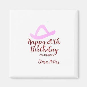 Frohen 20. Geburtstag rosa Cowboy Mädchen Name Dat Magnet