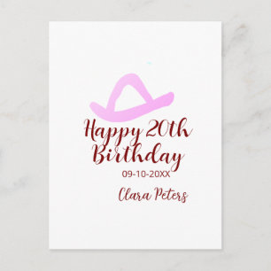 Frohen 20. Geburtstag rosa Cowboy Mädchen Name Dat Postkarte