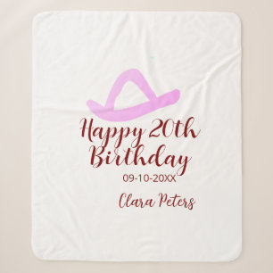 Frohen 20. Geburtstag rosa Cowboy Mädchen Name Dat Sherpadecke
