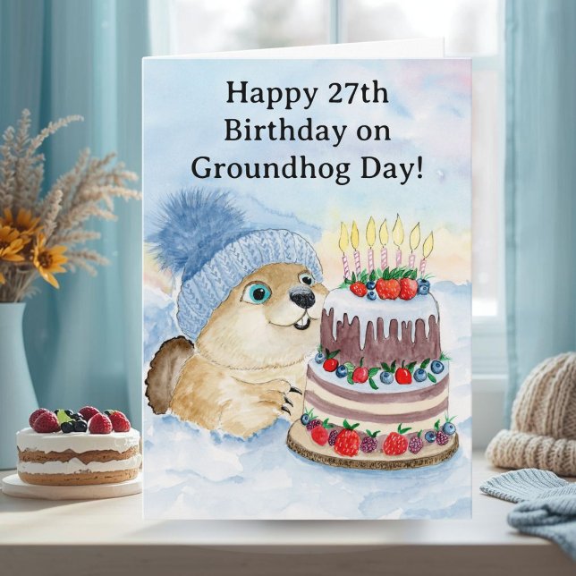  Frohen 27. Groundhog Day Geburtstag  Karte (Von Creator hochgeladen)