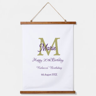 Frohen 30. Geburtstag goldeneadd Name Monogramm mo Wandteppich Mit Holzrahmen
