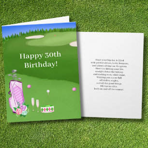 Frohen 30. Geburtstag Pinker Golfbag  Karte