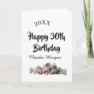 Frohen 30. Geburtstag rosa weiß mauve floraler Nam Karte