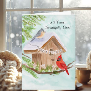 Frohen 30. Geburtstag Vögel im Vogelhaus Karte