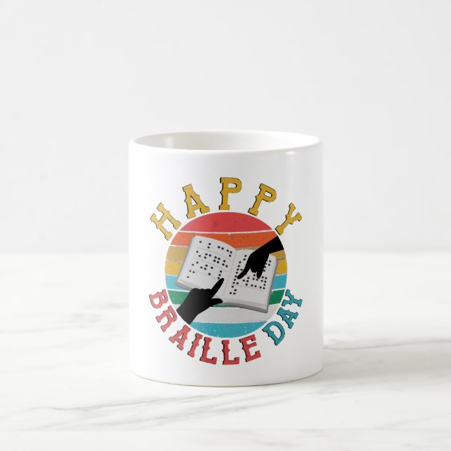 Frohen Braille-Tag Kaffeetasse (Mittel)