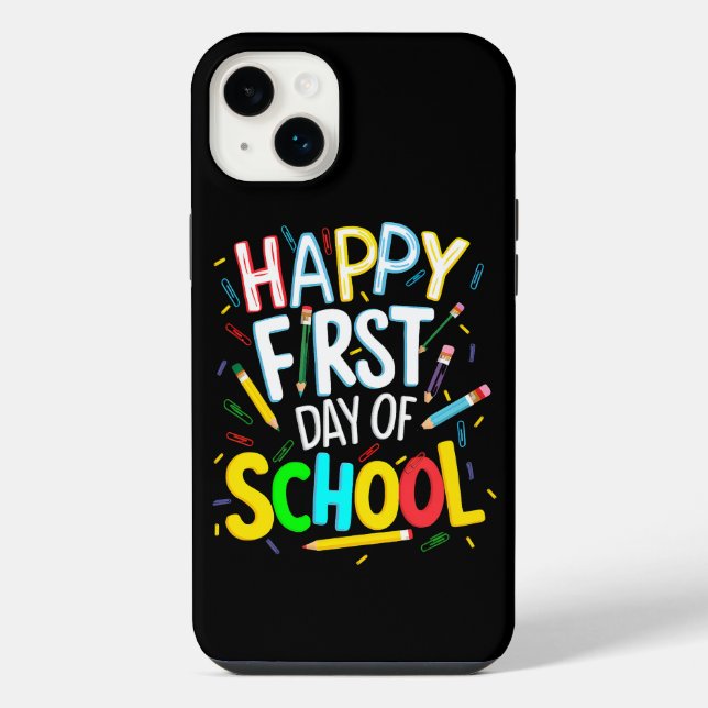 Frohen ersten Schultag iPhone 14 Plus Hülle (Rückseite)