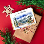 Frohen Festtage Christmas Colorado Postkarte<br><div class="desc">Weihnachts-Grüße Schneefall Winter Colorado Schneeberg Dorf Grüße Weihnachten Neues Jahr Postkarte,  Schnee Winter Wunderland in Breckenridge Colorado moderne Aquarell</div>