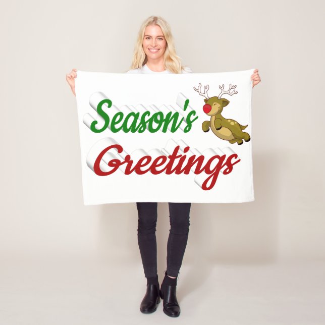 Frohen Festtage Flying Rentier Weihnachtsskript Fleecedecke (Beispiel)