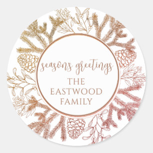 Frohen Festtage Pine Boughs Holiday Sticker