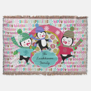 Frohen Festtage Skaten Penguins Holiday Throw Decke