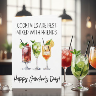 Frohen Galentine's Day Cocktail-Freundinnen Karte