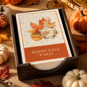 Frohen Herbst euch allen Gnom Blatt und Eichel Serviette