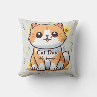 Frohen Internationalen Katzentag Orange Tabby Sonn Kissen