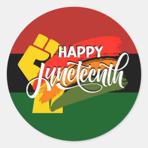 FROHEN JUNETEENTH Panafrikanisch Runder Aufkleber