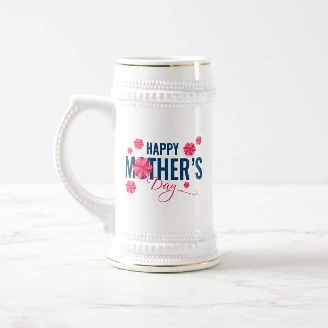 Frohen Muttertag Blumen-Design Bierglas (Links)