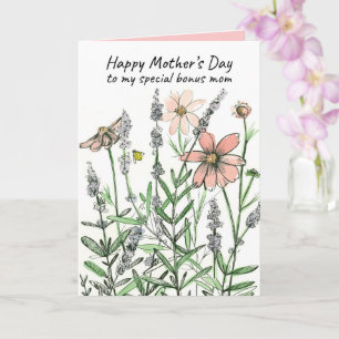 Frohen Muttertag Bonus-Mama Honigbiene Wildblumen Karte