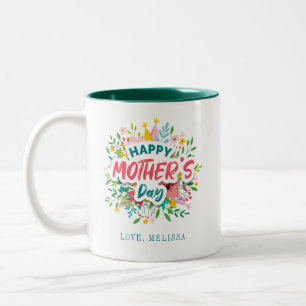 Frohen Muttertag Moderne Florale Benutzerdefiniert Zweifarbige Tasse