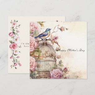Frohen Muttertag rosa Rosen Blaue Vogel Karte