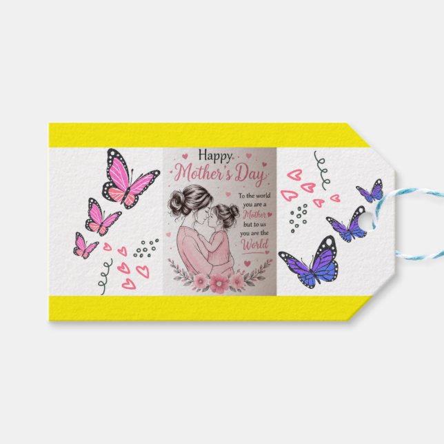 Frohen Muttertag Schmetterling  Geschenkanhänger (Vorderseite (Horizontal))